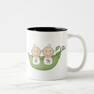 Twee erwten in een peul tweekleurige koffiemok