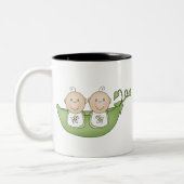 Twee erwten in een peul tweekleurige koffiemok (Links)