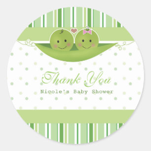 Twee erwten in een peul Tweeling Baby Shower Feest Ronde Sticker