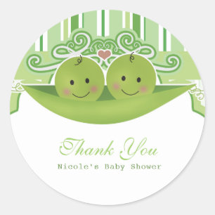 Twee erwten in een peul Tweeling Baby Shower Feest Ronde Sticker