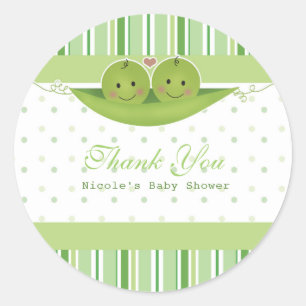 Twee erwten in een peul Tweeling Baby Shower Feest Ronde Sticker