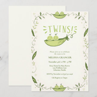 Twee Erwten in een Peul Tweeling Baby Shower Kaart