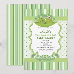 Twee erwten in een peul tweeling babyshower uitnod kaart
