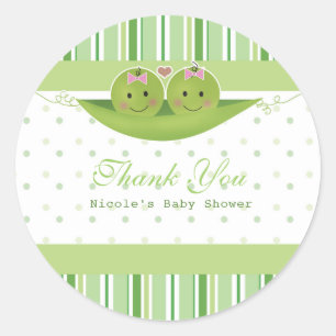 Twee erwten in een peul Tweeling Meisjes Baby Show Ronde Sticker