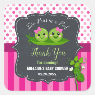 Twee erwten in een peul Tweeling Tweelingmeisjes B Vierkante Sticker