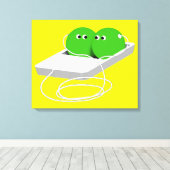 Twee erwten in een peul (voeg Jouw tekst toe) Canvas Afdruk (Insitu (Houten vloer))