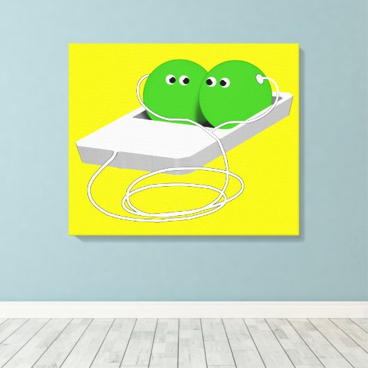 Twee erwten in een peul (voeg Jouw tekst toe) Canvas Afdruk (Insitu (Houten vloer))