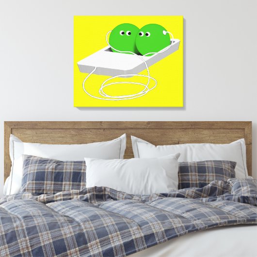 Twee erwten in een peul (voeg Jouw tekst toe) Canvas Afdruk (Insitu (Slaapkamer))
