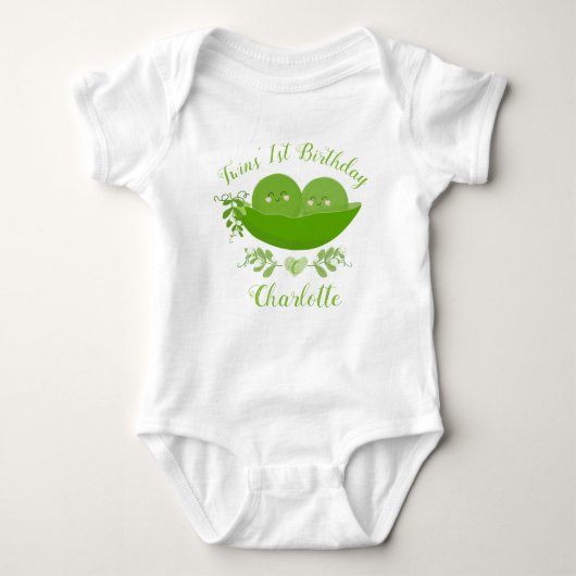 Twee erwten in een Pod 1st Birthday Twins Baby Bod Romper (Voorkant)
