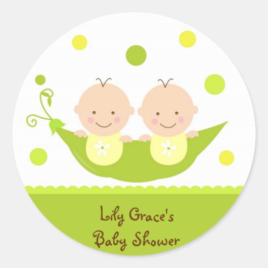 Twee erwten in een pod Baby shower dank u Stickers (Voorkant)
