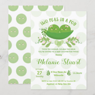 Twee erwten in een Pod Baby shower Invitation for  Kaart