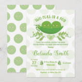Twee erwten in een Pod Baby shower Invitation for Kaart (Voorkant / Achterkant)