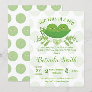 Twee erwten in een Pod Baby shower Invitation for Kaart
