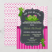Twee erwten in een Pod Baby shower Invitation for  Kaart (Voorkant / Achterkant)