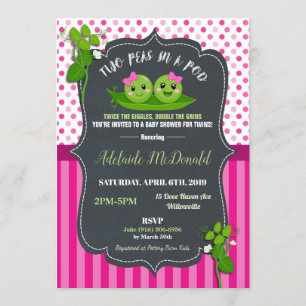 Twee erwten in een Pod Baby shower Invitation for  Kaart