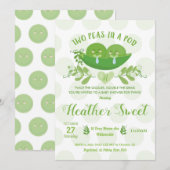Twee erwten in een Pod Baby shower Invitation Twin Kaart (Voorkant / Achterkant)