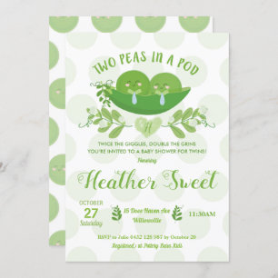 Twee erwten in een Pod Baby shower Invitation Twin Kaart