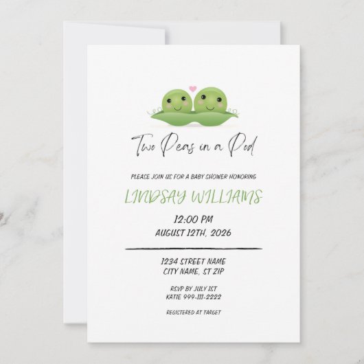 Twee erwten in een Pod Baby shower Kaart (Voorkant)