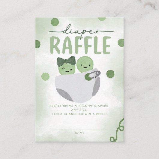 Twee Erwten in een Pod Baby shower Luier Raffle Informatiekaartje (Voorkant)