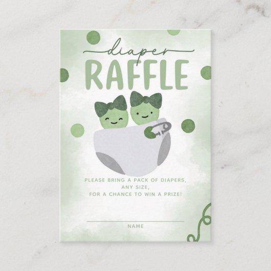 Twee Erwten in een Pod Baby shower Luier Raffle Informatiekaartje (Voorkant)