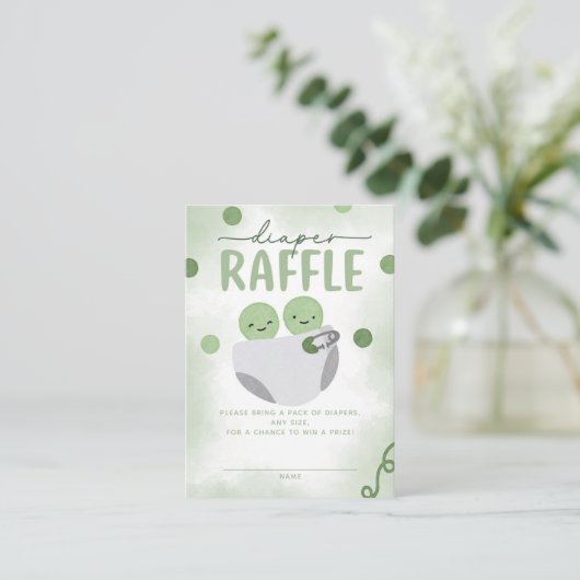 Twee Erwten in een Pod Baby shower Luier Raffle Informatiekaartje (Staand voorkant)