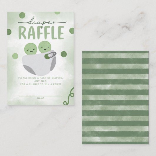 Twee Erwten in een Pod Baby shower Luier Raffle Informatiekaartje (Voorkant / Achterkant)