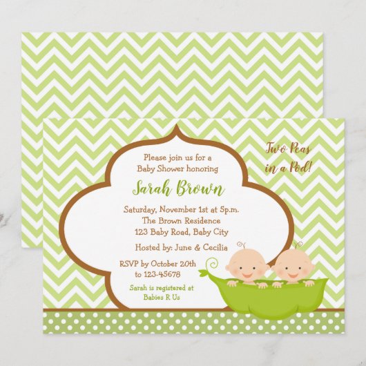 Twee erwten in een pod Baby shower (neutraal) Kaart (Voorkant / Achterkant)