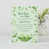 Twee erwten in een Pod Baby shower Twins Invitatio Kaart (Staand voorkant)