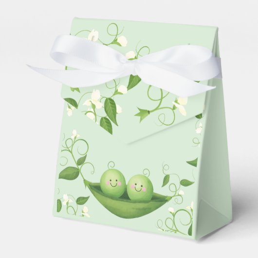 Twee Erwten in een Pod Geslacht Neutrale Twins Dou Bedankdoosjes (Voorkant Zijde)