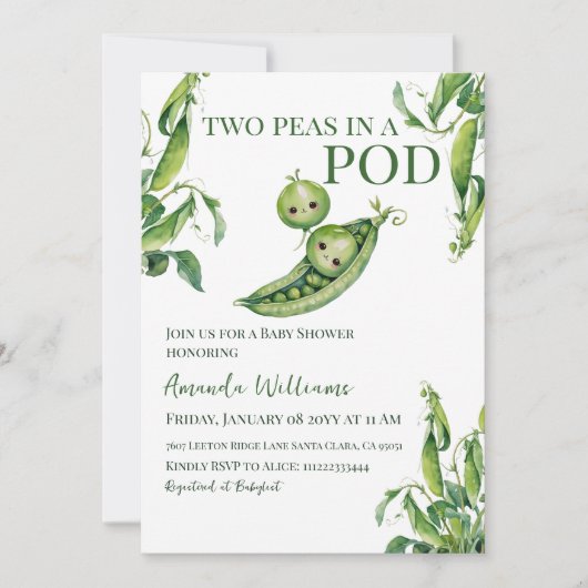 Twee Erwten In Een Pod Geslachtsneutraal Tweeling  Kaart (Voorkant)