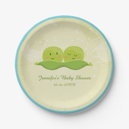 Twee erwten in een pod Papieren Borden Baby shower Bordje