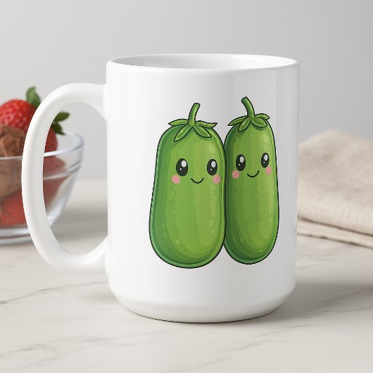 Twee erwten in een pod Schattige Kawaii Koffiemok