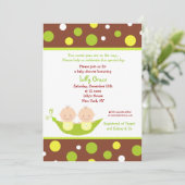 Twee erwten in een pod tweeling babyschoeisel kaart (Staand voorkant)