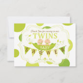 Twee erwten in een pod tweeling Dank je Bedankkaart (Voorkant)