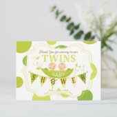 Twee erwten in een pod tweeling Dank je Bedankkaart (Staand voorkant)