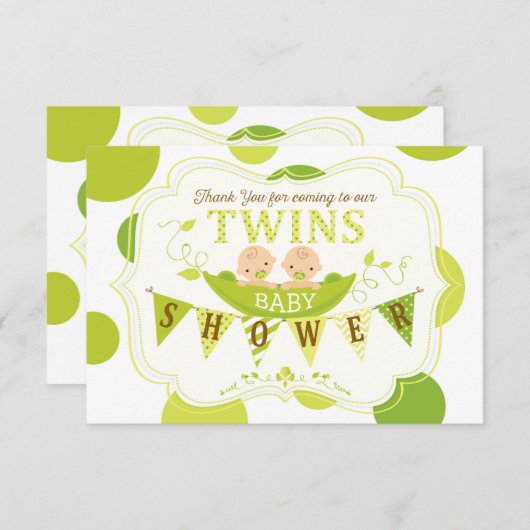 Twee erwten in een pod tweeling Dank je Bedankkaart (Voorkant / Achterkant)