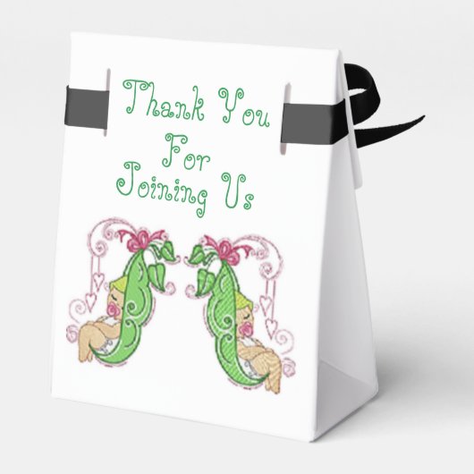 Twee erwten in een pod tweeling gunst doos bedankdoosjes (Achterkant)