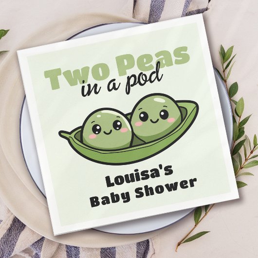 Twee erwten in een Pod Twin Baby shower Servet