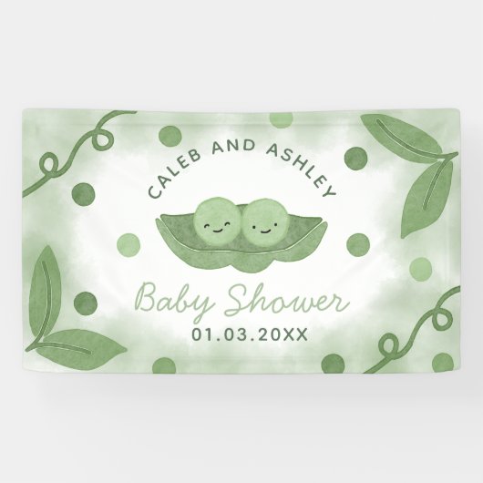 Twee erwten in een Pod Twin Boys Baby shower Spandoek (Horizontaal)