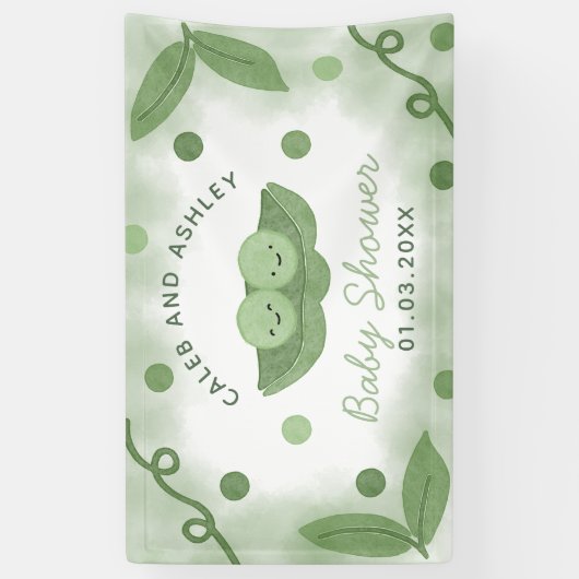 Twee erwten in een Pod Twin Boys Baby shower Spandoek (Verticaal)