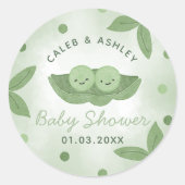 Twee erwten in een Pod Twin Boys Baby shower Stick Ronde Sticker (Voorkant)