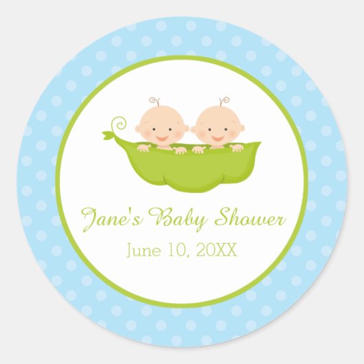 Twee Erwten in een Pod, Twin Boys gepersonaliseerd Ronde Sticker (Voorkant)
