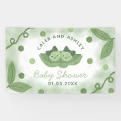 Twee erwten in een Pod Twin Girls Baby shower Spandoek (Horizontaal)