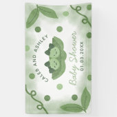 Twee erwten in een Pod Twin Girls Baby shower Spandoek (Verticaal)