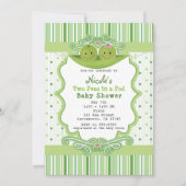 Twee Erwten in een Pod Twins Baby Douche Uitnodigi Kaart (Voorkant)