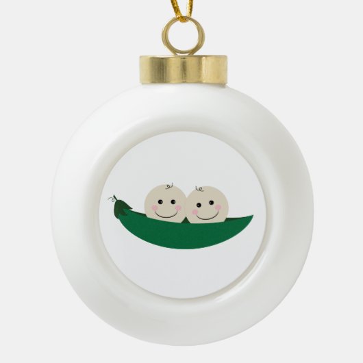 Twee erwten in een Pod Twins Baby Keramische Bal Ornament (Voorkant)