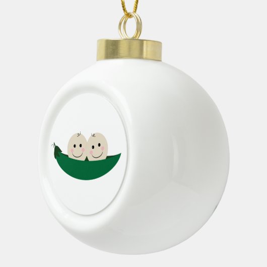 Twee erwten in een Pod Twins Baby Keramische Bal Ornament (Rechts)