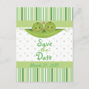 Twee erwten in een Pod Twins Baby shower Sla de da Aankondigingskaart