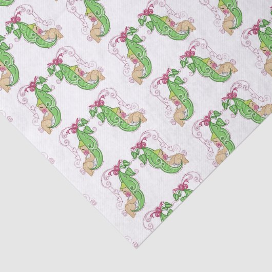 Twee erwten in een pod-weefselpapier tissuepapier (Detail)