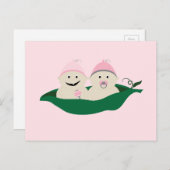 Twee erwten in een podtweeling babymeisjes briefkaart (Voorkant / Achterkant)